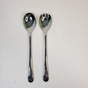 Vintage Salad Servers 9" Chrome Plated Spoon & Fork Japan